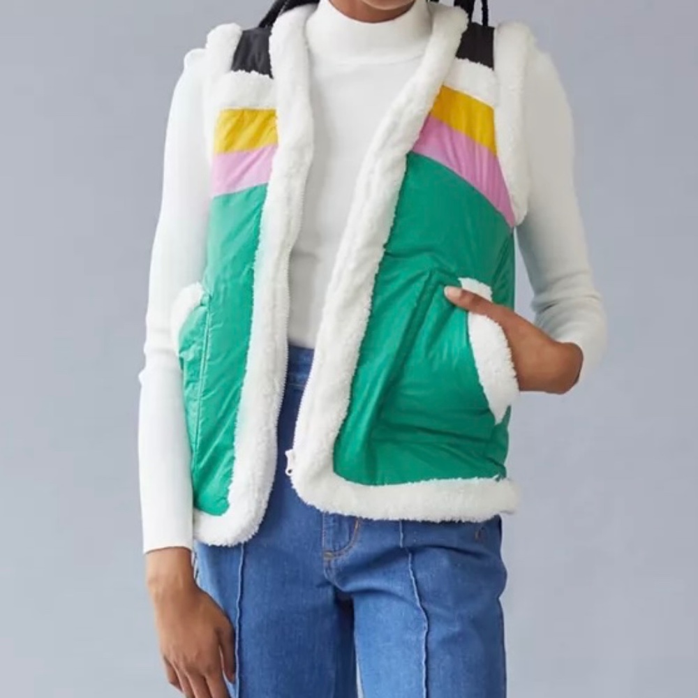 BDG Urban Outfitters NWOT Nylon Sherpa Vest (L) - Picture 4 of 14